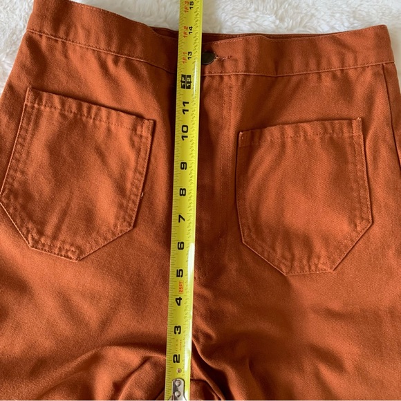 LYKKE WULLF Anthropologie| Sandi Cropped Wide Leg Pants In Rust Sz M - Picture 9 of 14